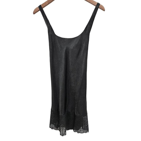 VTG Victorias Secret Slip Dress Gold Label 80s Sz M Black Satin Chemise Nightie - Picture 4 of 9